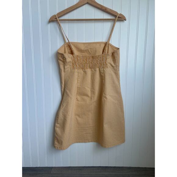 Garage Yellow Gingham Mini Dress Women's Medium Checkered Skater Picnic - Picture 5 of 6